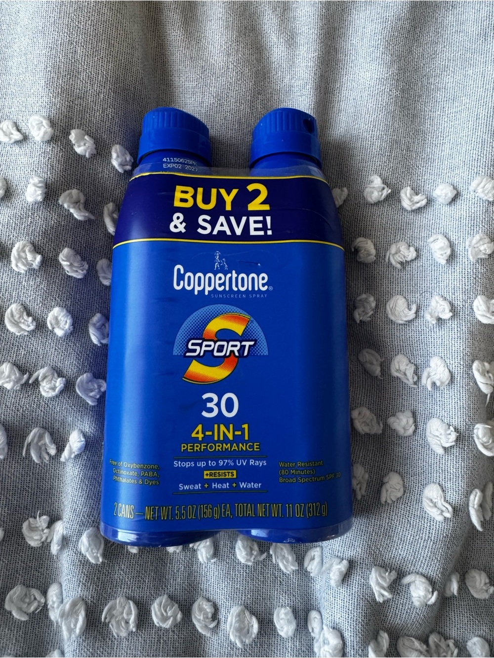 Coppertone Sport SPF 30 Sunscreen Spray - Blue (2 Pack)
